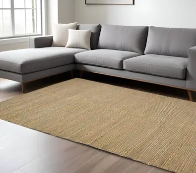 8' X 10' Pink And Brown Jute Striped Flatweave Handmade Area Rug