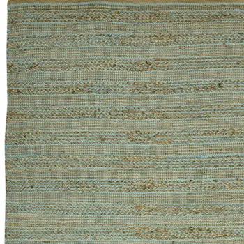 2' X 3' Aqua And Brown Jute Striped Flatweave Handmade Area Rug