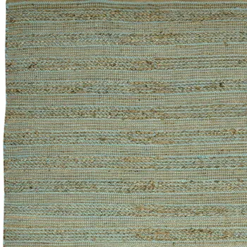 5' X 8' Aqua And Brown Jute Striped Flatweave Handmade Area Rug