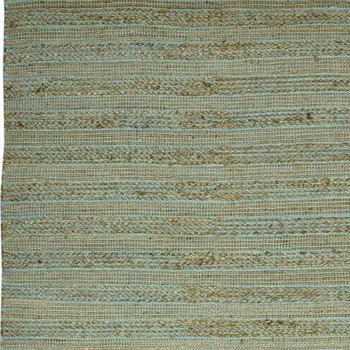 8' X 10' Aqua And Brown Jute Striped Flatweave Handmade Area Rug