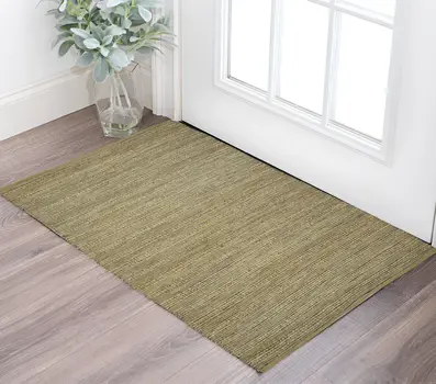2' X 3' Dark Gray Brown And Beige Jute Striped Flatweave Handmade Area Rug