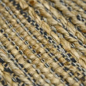 2' X 3' Dark Gray Brown And Beige Jute Striped Flatweave Handmade Area Rug
