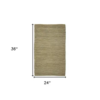 2' X 3' Dark Gray Brown And Beige Jute Striped Flatweave Handmade Area Rug