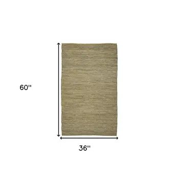 3' X 5' Dark Gray Brown And Beige Jute Striped Flatweave Handmade Area Rug