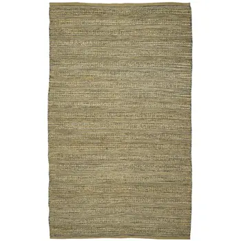 3' X 5' Dark Gray Brown And Beige Jute Striped Flatweave Handmade Area Rug