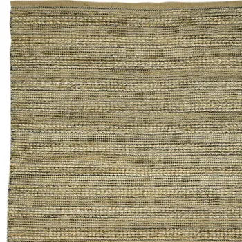 5' X 8' Dark Gray Brown And Beige Jute Striped Flatweave Handmade Area Rug
