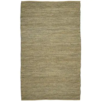 5' X 8' Dark Gray Brown And Beige Jute Striped Flatweave Handmade Area Rug