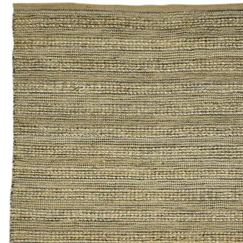 8' X 10' Dark Gray Brown And Beige Jute Striped Flatweave Handmade Area Rug