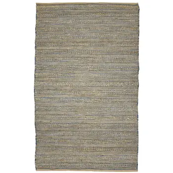 2' X 3' Blue And Beige Jute Striped Flatweave Handmade Area Rug