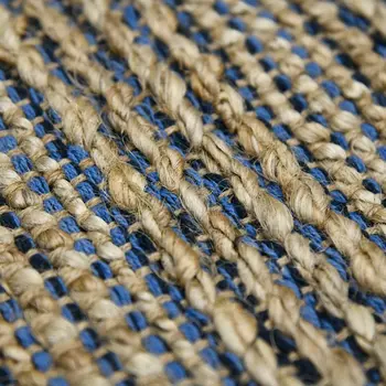 2' X 3' Blue And Beige Jute Striped Flatweave Handmade Area Rug
