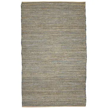 2' X 3' Blue And Beige Jute Striped Flatweave Handmade Area Rug
