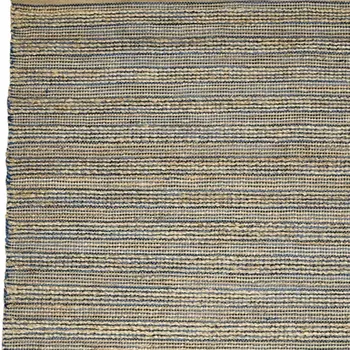 3' X 5' Blue And Beige Jute Striped Flatweave Handmade Area Rug
