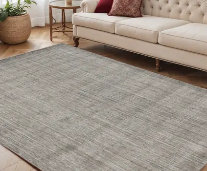 5' X 8' Gray And Light Brown Wool Abstract Hand Woven Area Rug