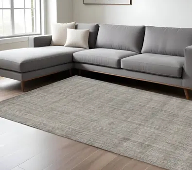 10' X 14' Gray And Light Brown Wool Abstract Hand Woven Area Rug
