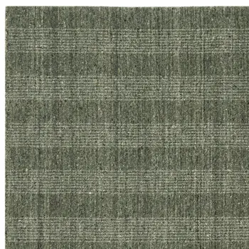 2' X 3' Green Gray And Ivory Wool Plaid Hand Woven Area Rug