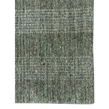2' X 3' Green Gray And Ivory Wool Plaid Hand Woven Area Rug