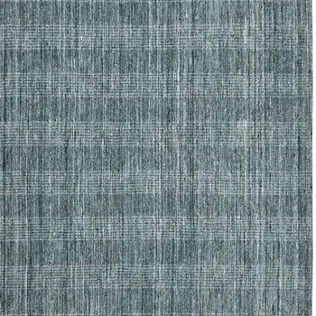9' X 12' Blue And Ivory Wool Plaid Hand Woven Area Rug