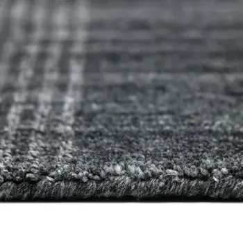 2' X 3' Charcoal And Gray Wool Plaid Hand Woven Area Rug