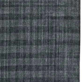 2' X 3' Charcoal And Gray Wool Plaid Hand Woven Area Rug