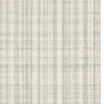 2' X 3' Ivory And Gray Wool Plaid Hand Tufted Area Rug
