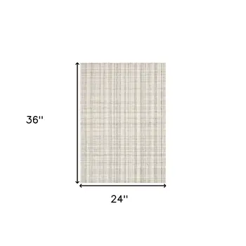 2' X 3' Ivory And Gray Wool Plaid Hand Tufted Area Rug