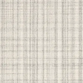 5' X 7' Ivory And Gray Wool Plaid Hand Tufted Area Rug