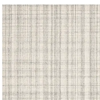 5' X 7' Ivory And Gray Wool Plaid Hand Tufted Area Rug