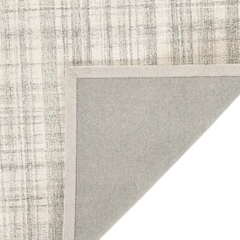 5' X 7' Ivory And Gray Wool Plaid Hand Tufted Area Rug