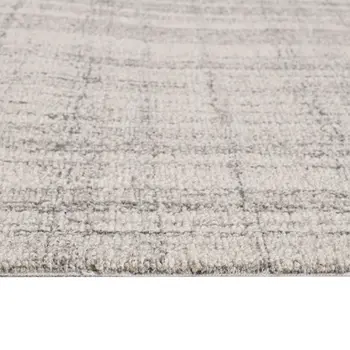 8' X 10' Ivory And Gray Wool Plaid Hand Tufted Area Rug
