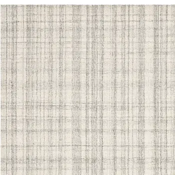 8' X 10' Ivory And Gray Wool Plaid Hand Tufted Area Rug
