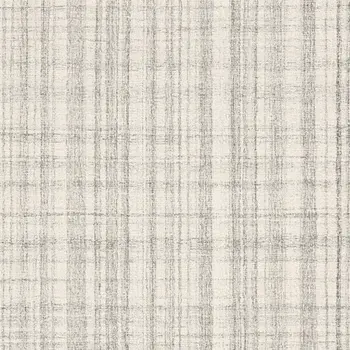 9' X 12' Ivory And Gray Wool Plaid Hand Tufted Area Rug