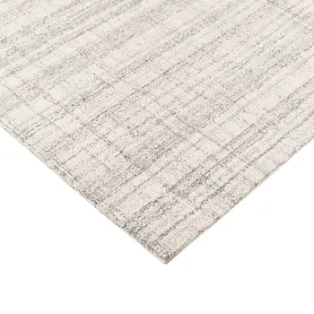 9' X 12' Ivory And Gray Wool Plaid Hand Tufted Area Rug