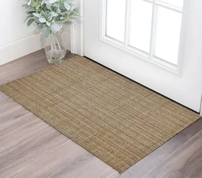 2' X 3' Ivory And Rust Wool Striped Hand Tufted Area Rug