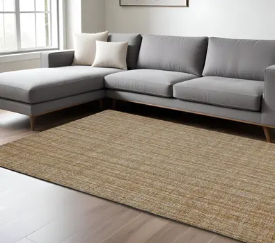 9' X 12' Ivory And Rust Wool Striped Hand Tufted Area Rug
