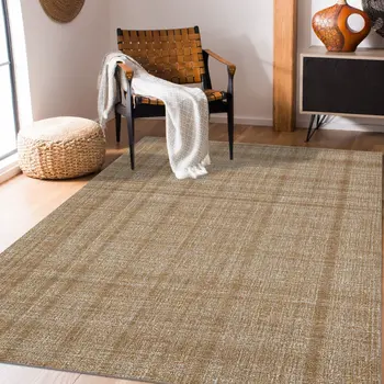 9' X 12' Ivory And Rust Wool Striped Hand Tufted Area Rug