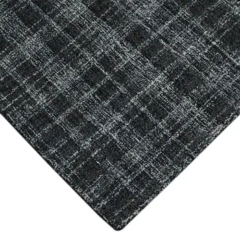 2' X 3' Black Ivory And Charcoal Wool Plaid Hand Tufted Area Rug