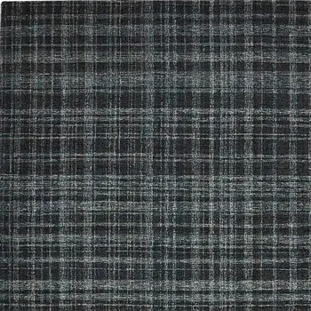 2' X 3' Black Ivory And Charcoal Wool Plaid Hand Tufted Area Rug