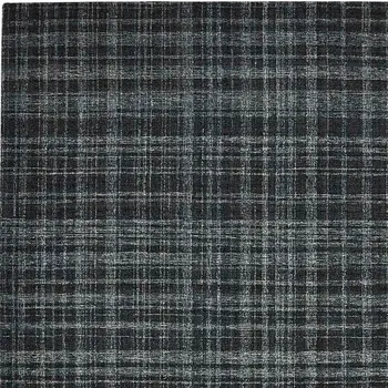 5' X 7' Black Ivory And Charcoal Wool Plaid Hand Tufted Area Rug