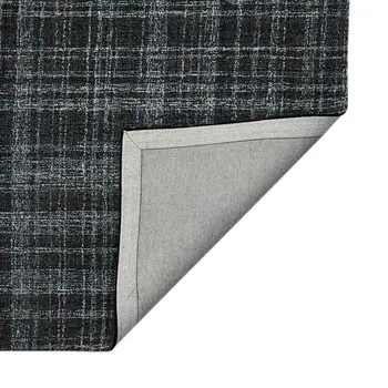 5' X 7' Black Ivory And Charcoal Wool Plaid Hand Tufted Area Rug