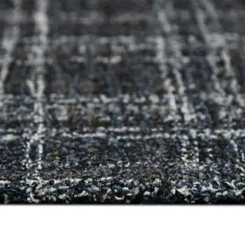 8' X 10' Black Ivory And Charcoal Wool Plaid Hand Tufted Area Rug