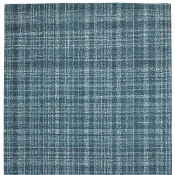 5' X 7' Turquoise Gray And Ivory Wool Plaid Hand Tufted Area Rug