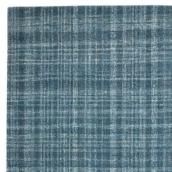 8' X 10' Turquoise Gray And Ivory Wool Plaid Hand Tufted Area Rug