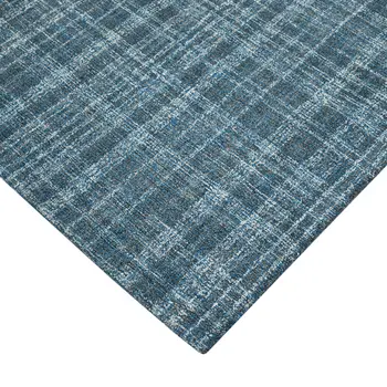8' X 10' Turquoise Gray And Ivory Wool Plaid Hand Tufted Area Rug