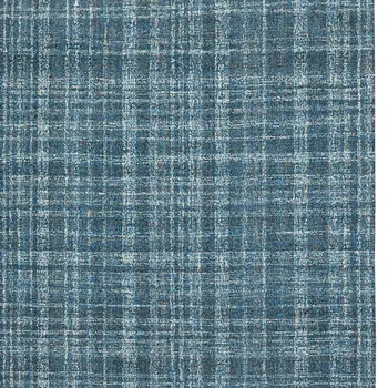 9' X 12' Turquoise Gray And Ivory Wool Plaid Hand Tufted Area Rug