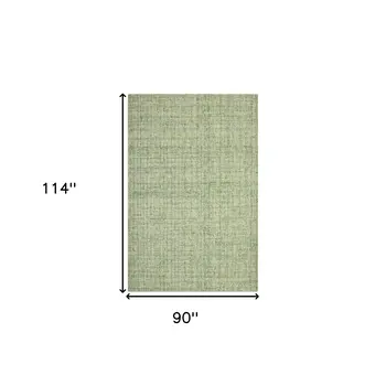 8' X 10' Green And Light Green Wool Striped Hand Tufted Area Rug