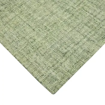 9' X 12' Green And Light Green Wool Striped Hand Tufted Area Rug