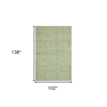 9' X 12' Green And Light Green Wool Striped Hand Tufted Area Rug