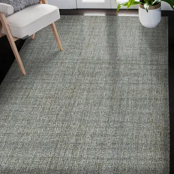 8' X 10' Light Blue And Gray Wool Abstract Hand Tufted Area Rug
