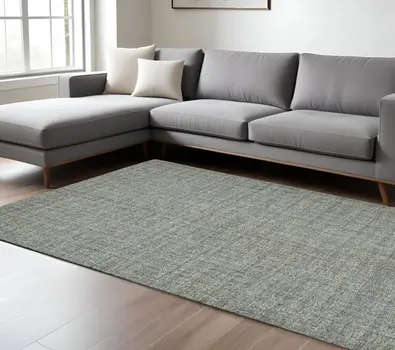 9' X 12' Light Blue And Gray Wool Abstract Hand Tufted Area Rug