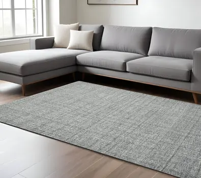 9' X 12' Gray And Ivory Wool Abstract Hand Tufted Area Rug